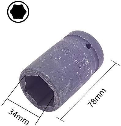 Utoolmart 1-inčni pogon 6 točaka za 34 mm Dubokog utičnice, metrički, hrom-vanadijum 78 mm dužine 1kom