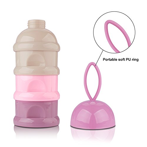 Accmor 3-slojni dozator formule za dječje mlijeko u prahu, posuda za formule za putovanja, posuda za skladištenje dječijih grickalica koja se ne može slagati sa ručkom, bez BPA