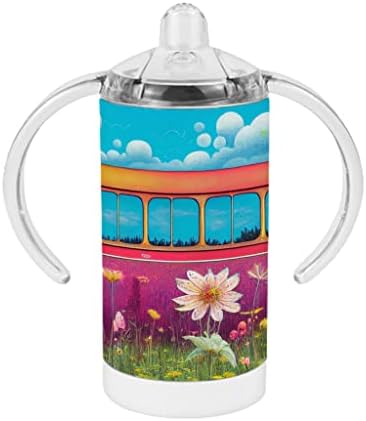 Dizajn Cvijeća Na Hipi Autobusu Sippy Cup-Štampana Baby Sippy Cup-Grafički Sippy Cup