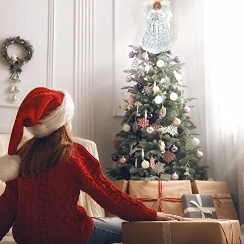 Božićni anđeo Drvo, 12,59 inčni božićni bijeli anđeoski krojevi | 3D LED ANGELY TEMPER | Toppers iz bajke, ukras za ukrašavanje božićnih drvca ukras