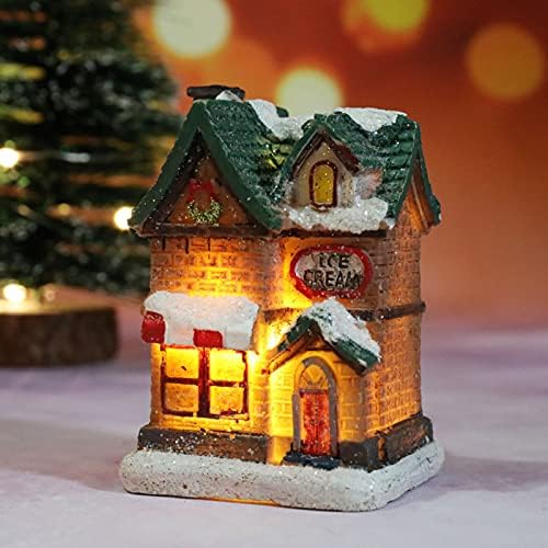 Resin Božićna seoska kuća sa LED lampicom Baterija djeluje za Božićno uređenje odmora, Božićna