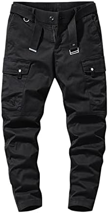 MIASHUI pantalone sa ravnim nogama za muškarce muške kargo pantalone jednobojne pantalone sa više džepova sa rastezljivim jednobojnim vrećastim pantalonama
