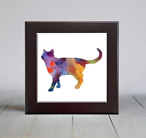 Sažetak Mačka Hodanje Akvarel Art Dekorativna Pločica