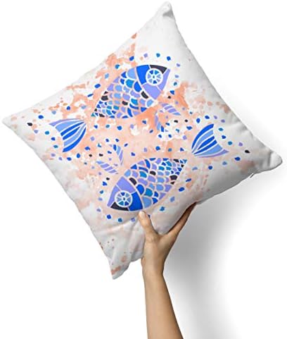 Iirov apstraktna FOSSIL bijele i plave ribe - prilagođeni ukrasni kućni dekor unutarnji ili vanjski bacač jastučni