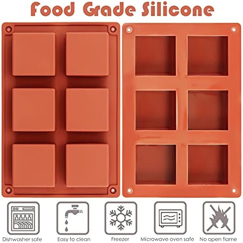 Ocmoiy 3 Pack Square Chocolate Candy Mould | 2 x 2 x 1 & 34; Silikonski Brownie tepsije za