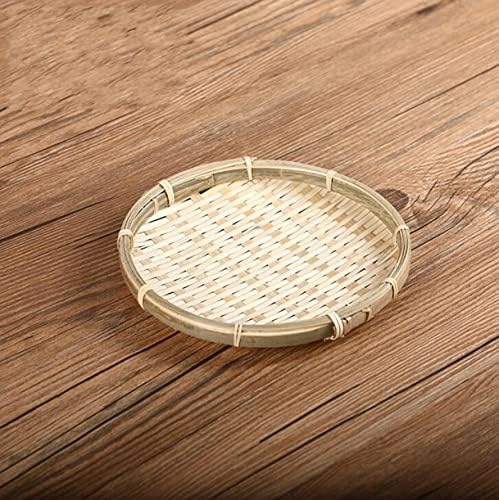 Weliestr set od 10 prirodne ručno rađene tkane bambusove košarice u obliku nosača u obliku oblika Bulk Food Flat Plitka korpa