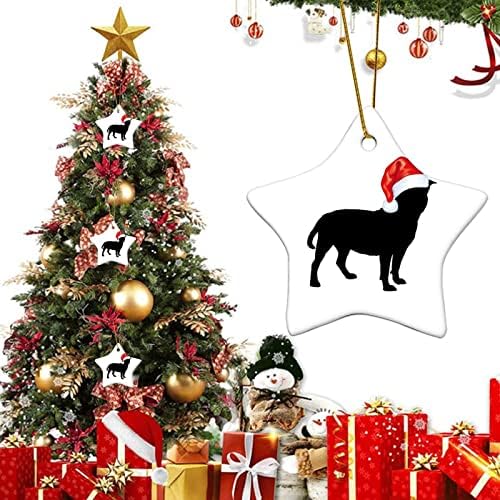 3 inčni Božić pas Shar Pei Pet Silhouette Ornamenti pas sa Santa šeširom Star ornamenti za djecu Dječaci Djevojčice viseći ukrasi za božićnu jelku ukras Božić Party Dekoracije