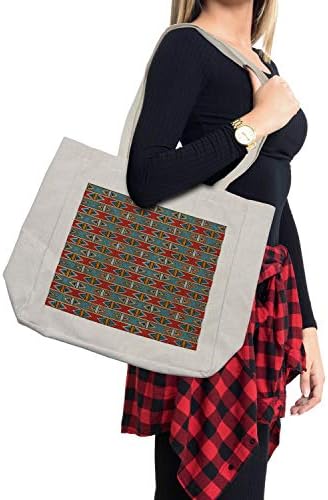 Ambesonne Kente Pattern torba za kupovinu, plemenski tradicionalni trouglovi i pruge autohtona domaća