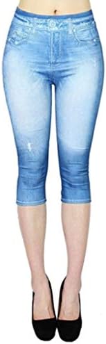 Plus veličine kaprij seggings za žene High Shabed gamaše Skinny Stretch Cropped Jeans Butterfly Print Traperi