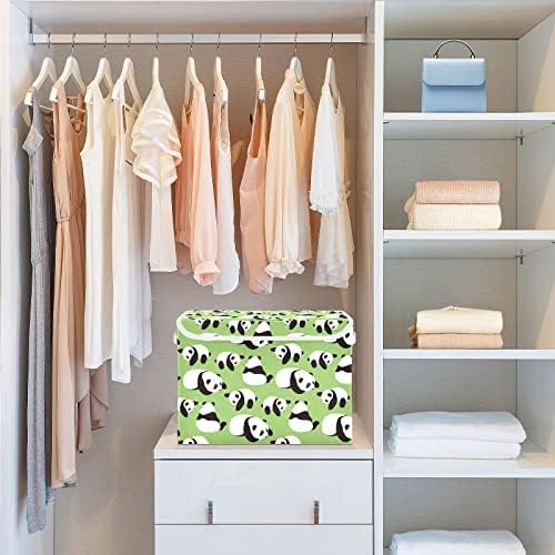 Cataku Panda Bear Green Storage sa poklopcem Tkanina Velika spremnika Košarica za košare za ručice Dekorativne kutije za pohranu za organiziranje polica za odjeću