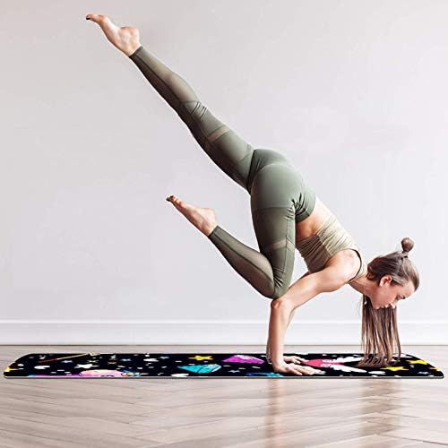 Debela neklizajuća Vježba & amp; fitnes 1/4 prostirka za jogu sa printom srca jednoroga za Yoga Pilates & amp; Vježba fitnesa na podu
