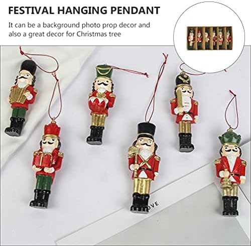 NUOBESTY Red Halloween Decor Resin Nutcrackers figure Ornament Puppets Nutcracker Soldiers Christmas Tree Hanging Decor 6kom