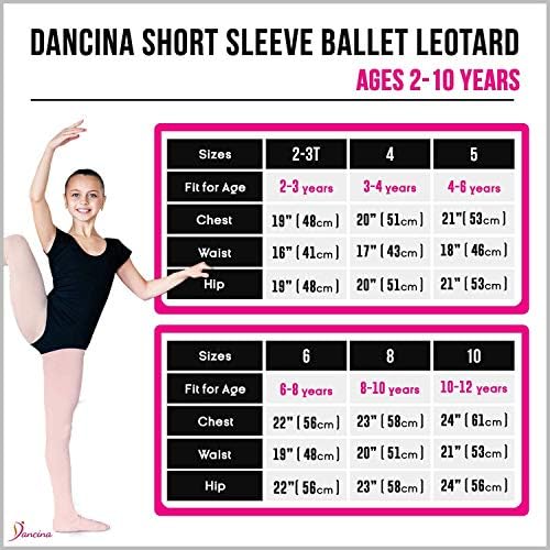 Baletni triko Dancina kratkih rukava za djevojčice od 2-10 godina