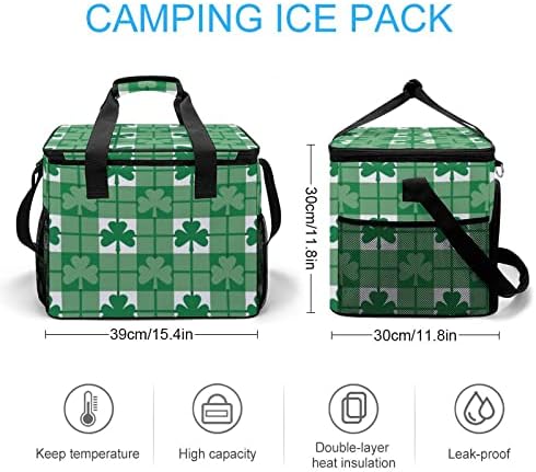 Smaragdno zelena Shamrocks izolovana torba prijenosni hladnjak za led sa džepom sa strane za piknike za kupovinu namirnica radni obroci