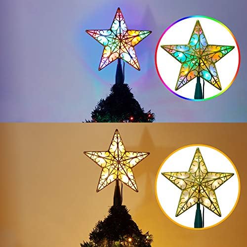 Twinkle Star božićno drvo svjetla sa zvijezda Topper, više rasvjeta režim Božić zavjese Fairy Tree svjetla, topla bijela & višebojni sa daljinskim, Unutarnji/Vanjski Light Show za Božić Tree Decor