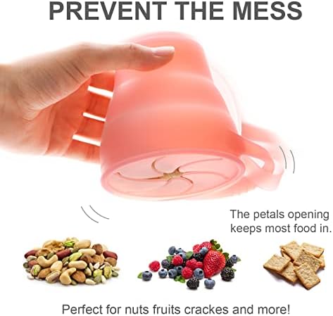 MengDababy čaše za mališane, sklopne zadivljujuće zamke, silikon za hranu bez punila, sklopivi držač za užinu SEE-THRU sa pričvršćenim poklopcem, BPA BESPLATNO ružičasta