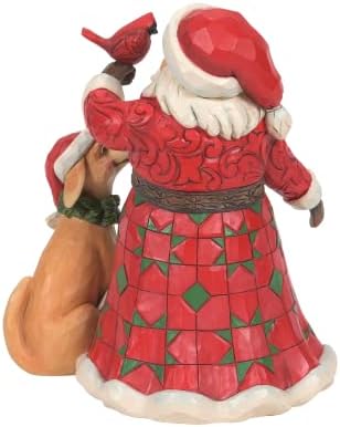 Enesco Jim Shore Heartwood Creek Santa sa kardinalnom i psom figurinom, 6.25 u h, višebojni