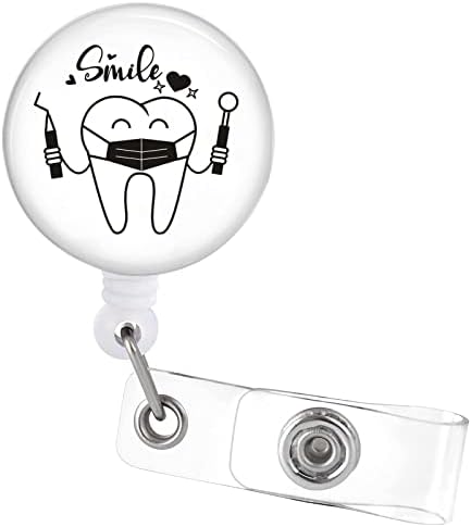 Smile Dental Squad Badge Reels uvlačenje sa Aligator klip slatka smiješno zubar držač značke za stomatološke pedijatrijske