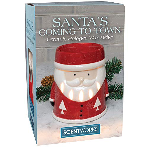 MirisWorks Santa dolazi do grada keramičkog halogenog voska, lako čist, 4,75 okrugli x 5,75 h, crveni