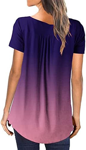 Henley majice za žene Plus Size Sakrij trbušnjake ljetne geometrije Colorblock Tunic Top za helanke Dressy bluza
