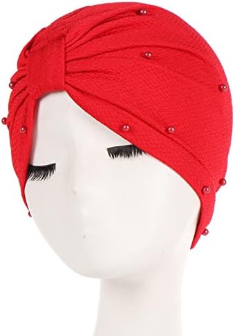 Beanie šešir za žene Pearl Turban etnički Headwrap udobne jednobojne navlake za kosu lobanje kape modni omotač pokrivala za glavu