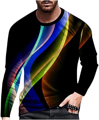 Dizajner muški košulje 3D digitalna zaslijepljena linija Štampanje okrugli vrat dugih rukava pulover bluza vlage Wicking vrhovi