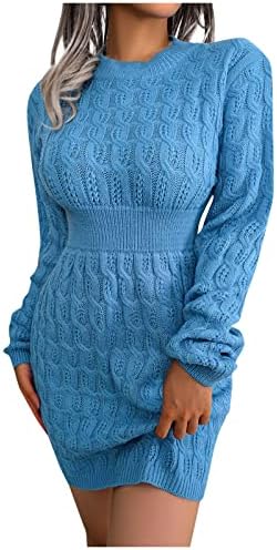 Džemper od nokmopa za žene 2023 Jesen i zimsko casual haljina okrugla vrat visoka vrećica s strukom