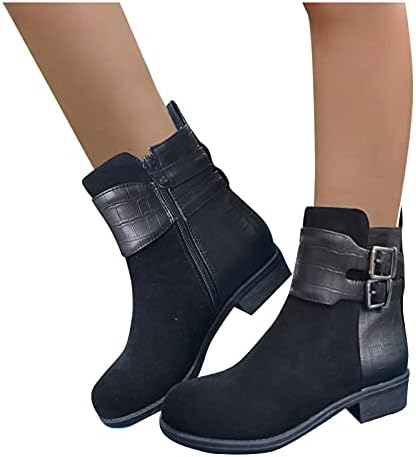 Ženske plijene za gležnjeve, čvrsti pojas gležnjeve šiljasti kopče, mid-peta Boots Boots Fidne cipele Ženske čizme Low-Barel ženske čizme Ženske potpetice