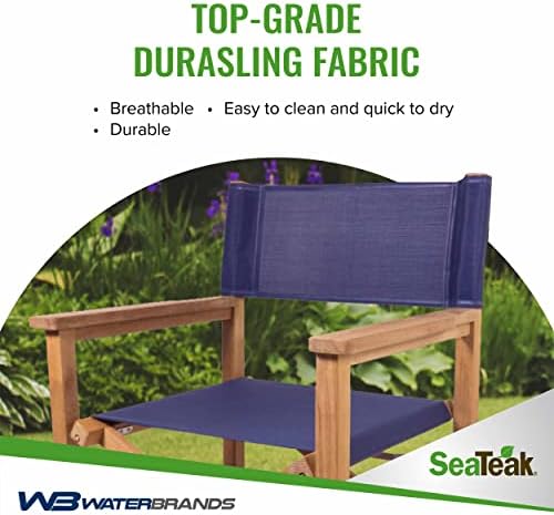 Seateak direktorska stolica | sa presvlakom za sjedište od tkanine / sklopiva direktorska stolica | plava