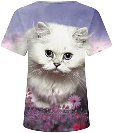 Tshirts za žene ljetni trendi 3d mačji štampani vrhovi Casual kratki rukavi Tees Funny životinjska grafika Teen