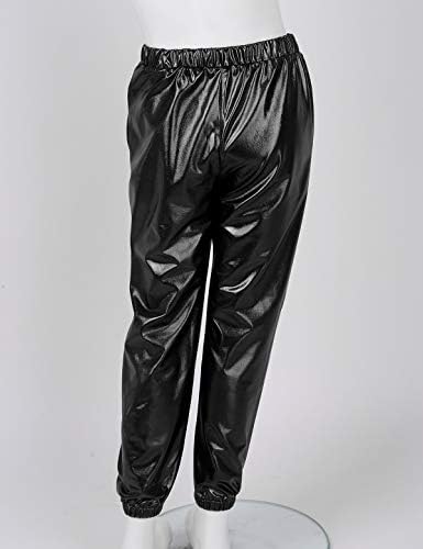 Yeador Kids Girls Metalik elastični visoki struk jazz hip hop plesne hlače plesna odjeća pantalona