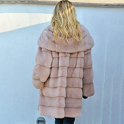 Minge odmor Zimski tunički kaputi Ženski modernim dugim rukavima, pahuljasti kaputi labavi kapuljač toplim čvrstim kardiganom