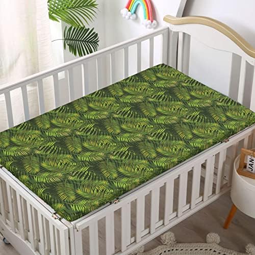 Zelena tema iz džungle, prenosivi mini kreveti, posteljina od malih listova za madrac madrac madrac-lims-kreveti za madrac ili toddler, 24 x38, maslina zelena emerald