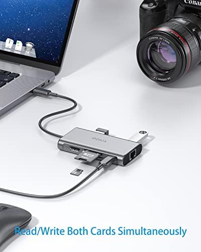 USB C Hub Ethernet Adapter, Yiyoo 8-u-1 Tip C Hub sa Ethernet portom, 4K USB C na HDMI, 3 USB 3.0 i SD&Micro SD čitač kartica, USB-C Power Delivery, prenosiv za Mac Pro i druge laptopove tipa C
