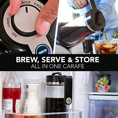 VINCI Express Cold Brew patentirani električni aparat za kafu Cold Brew za 5 minuta, 4 postavke jačine piva & ciklus čišćenja, jednostavan za korištenje & amp; čist, stakleni bokal, 1,1 litar