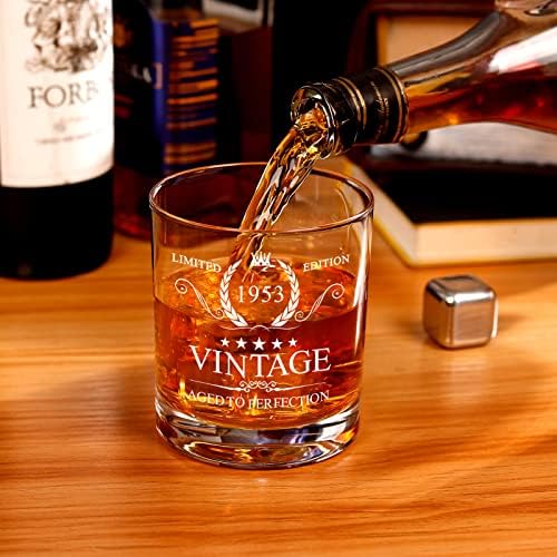 1953. pokloni za 70. rođendan za muškarce-Vintage Whiskey Glasses Rocks Burbon Scotch Glasses Old Fashioned Glass-ukrasi za 70. godišnjicu za muškarce-predstavite ideje za nju, saradnicu, najboljeg prijatelja, momke