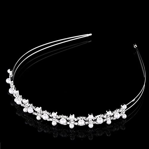 Honkenda Silver Pearl Crystal Bridal traka za glavu, cvijet dijamant djeveruša djevojka Crown Hair Band Bride vjenčanje Headpiece nakit dodatna oprema za žene