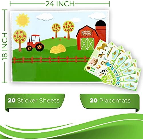 ReadyMama Essentials jednokratni podmetači za Baby Placemat W/ Stickers-XL Toddler-netoksična djeca koja se lijepe