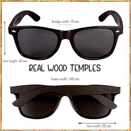 Woodies tri polarizirane naočare za sunce Bulk | Orahovo Drvo, ebanovina i bambusovo drvo naočare za sunce za muškarce i žene / crna polarizirana sočiva i pravi drveni okvir / UVA/UVB Ray zaštita