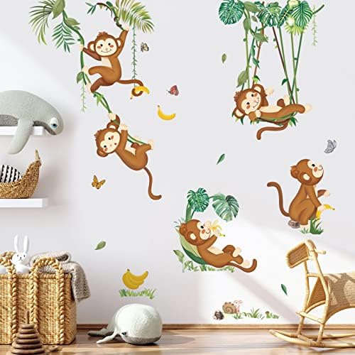 wondever Monkey Climbing Tree wall Stickers tropska džungla životinje guliti i držati zid Art Decals