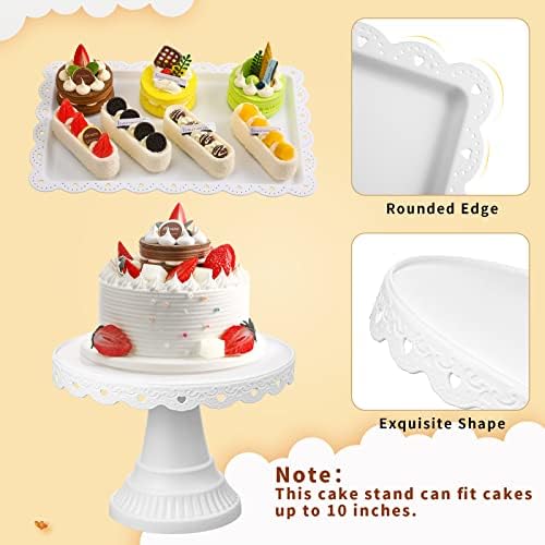 8 kom Set Postolja za bijele torte, uključujući 4 kom stalak za torte na 3 nivoa 1 kom postolje za plastične torte 3 kom pravougaone posude za deserte za desertni sto držač za kolačiće za prikaz dekora rođendanske zabave za vjenčanje