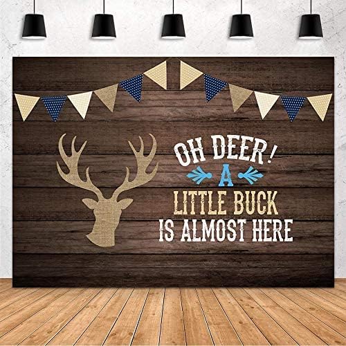 MEHOFOND Oh Deer Boy Baby tuš siva Rustikalna drvena pozadina dekoracija rođendanske zabave malo novca je