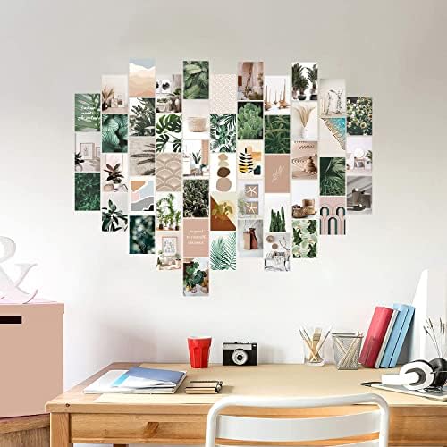 Boho green Plants Wall Collage Kit estetske slike, Vintage Photo Wall Collage Kit-Set sadrži 50 listova