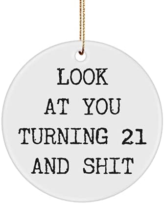 Slatka, ali nepristojan 21. rođendanski poklon pogledaj se okreće 21 i sranje keramičke Božić drvo ukras