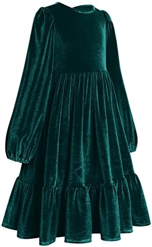 Baršunasta haljina za djevojčice Dugi rukav s volanima Ležerna princeza haljina Vintage praznična