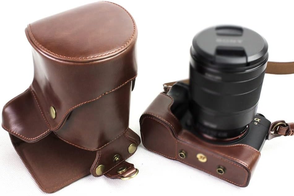 WETYG kožna futrola za kameru sa donjim organizatorom crno / smeđe profesionalna torba za fotoaparate