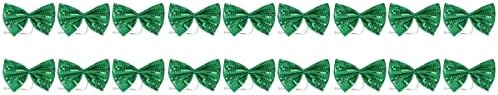 18 komada Zeleni luk festival Cute Sequin Bowties Shiny Party Tie Photo rekvizicije za Dan St. Patricks Bowrs
