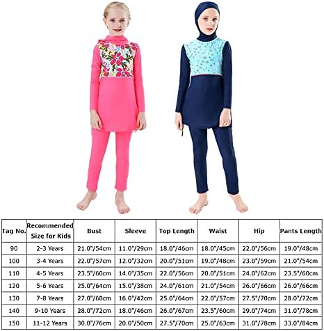 Girl Burkini Swimsuits skromni muslimanski islamski osip dugih rukava puni poklopac gornji skirvirani plivanje Capris kupaći kostimi