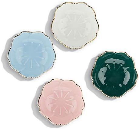 Beautyflier paket od 4 keramičkog trešnjeg cvijeta uzorka umaka posuđe ploče koje poslužuju praktične posude za sushi predjela za grickalice za grickalice set za grickalice)