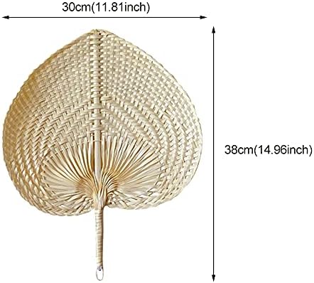 2pcs Prirodni ventilatori od bambusa, prenosivi ljetni ventilator ručno izrađeni dekor ratana, ručni ventilator Raffia tkani ventilator za ljetnu plažu unutarnji zidni dekor
